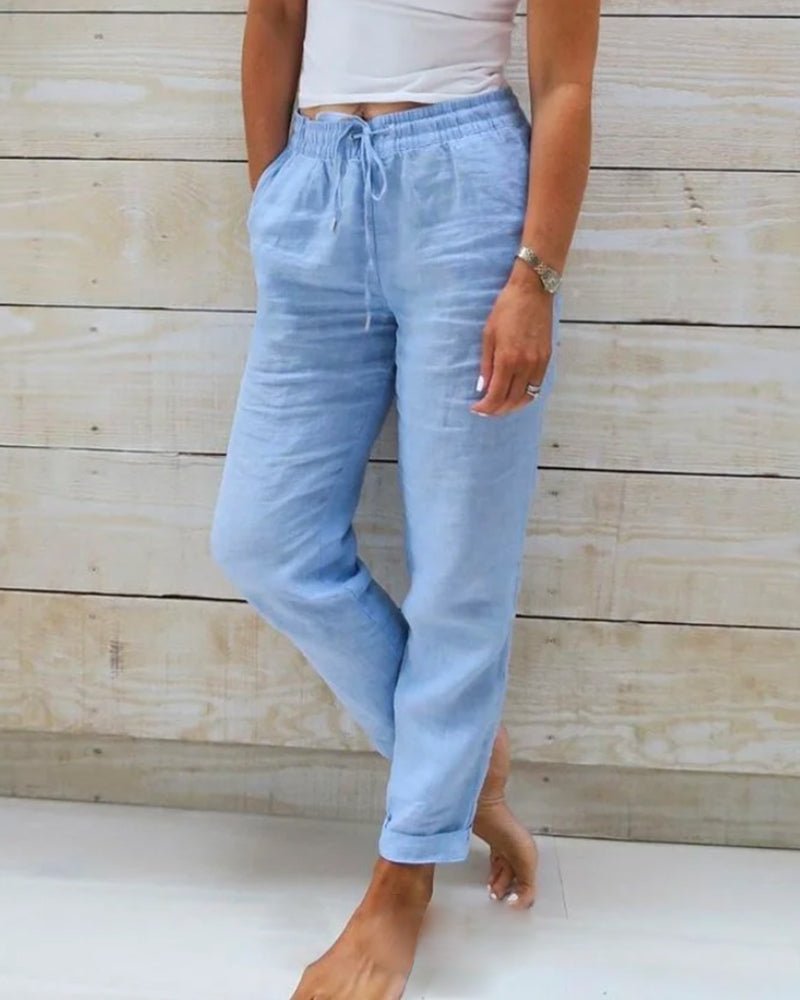 Davi Linen Straight Trousers