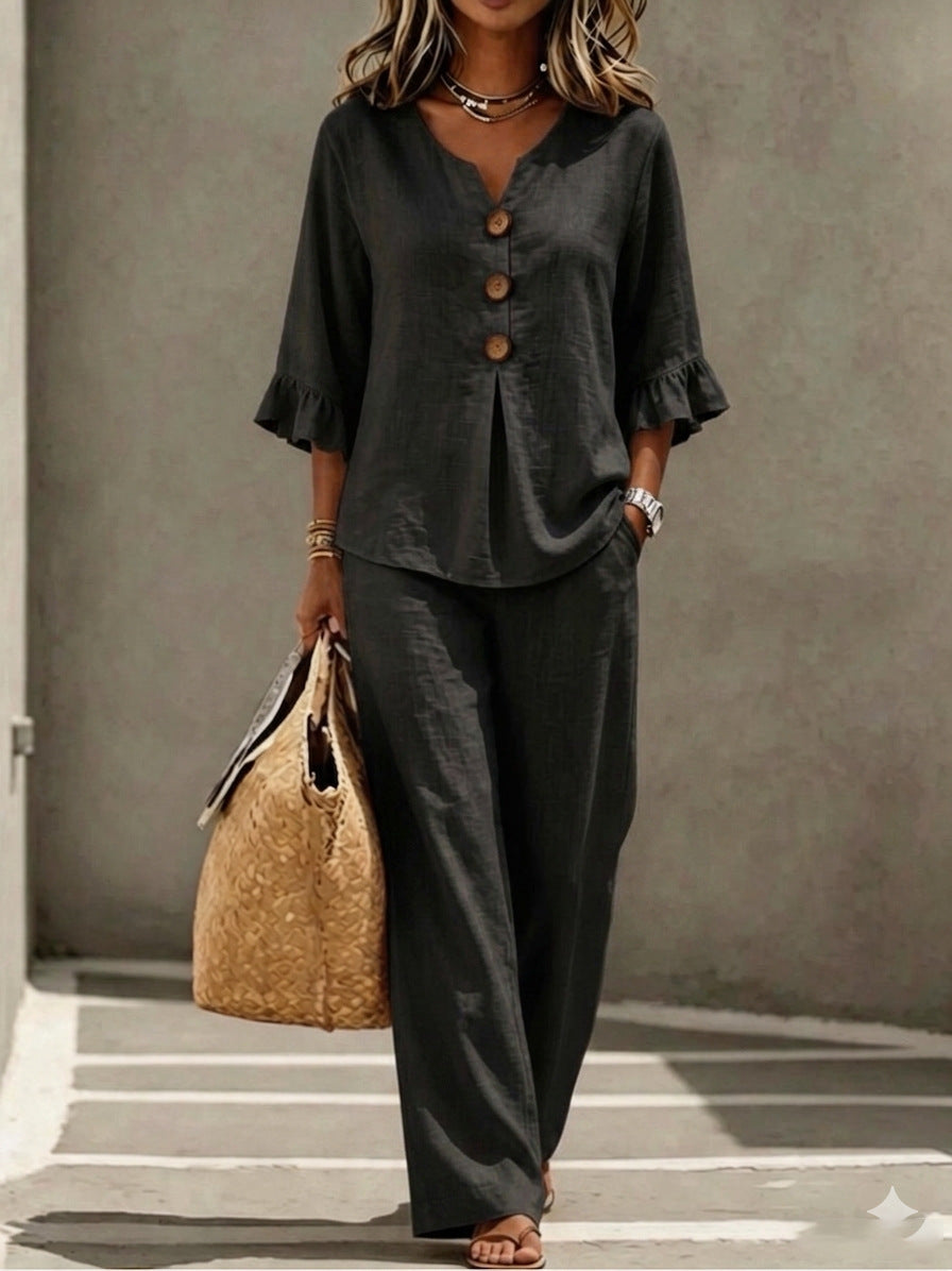 Mela Linen Two-Piece Set
