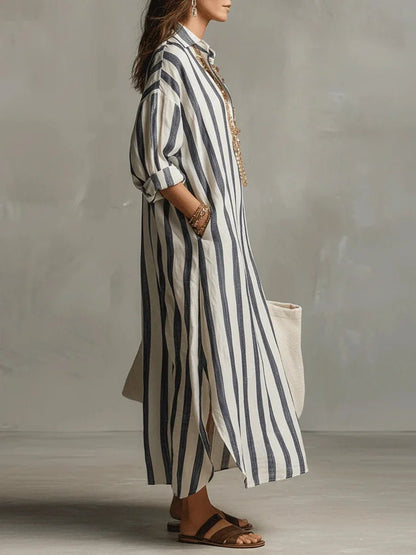 Aldis Striped Linen Maxi Dress
