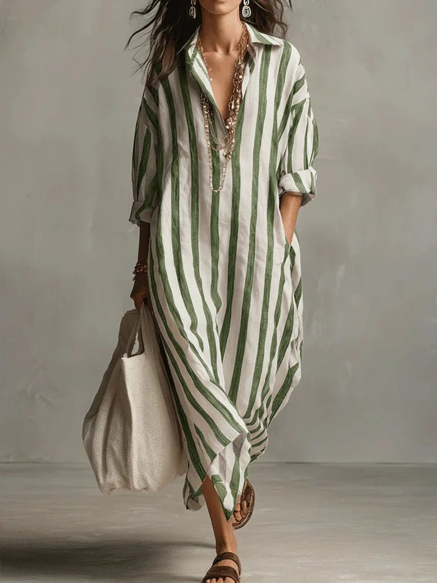 Aldis Striped Linen Maxi Dress