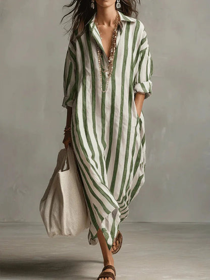 Aldis Striped Linen Maxi Dress