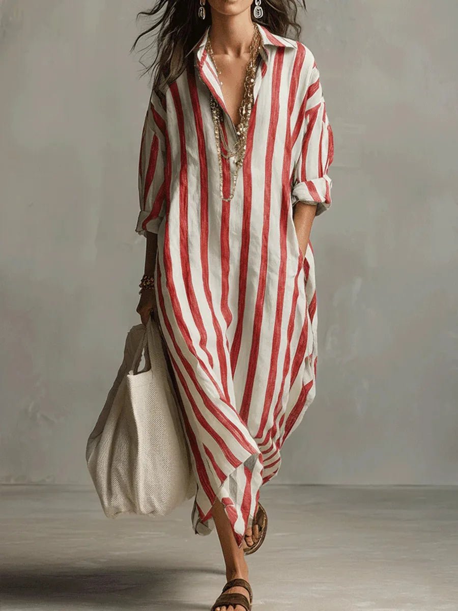 Aldis Striped Linen Maxi Dress