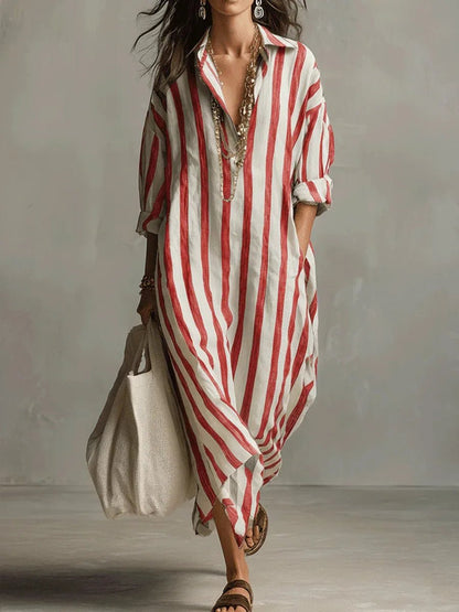 Aldis Striped Linen Maxi Dress