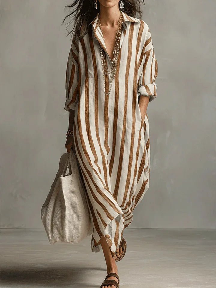 Aldis Striped Linen Maxi Dress