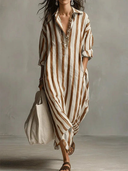 Aldis Striped Linen Maxi Dress