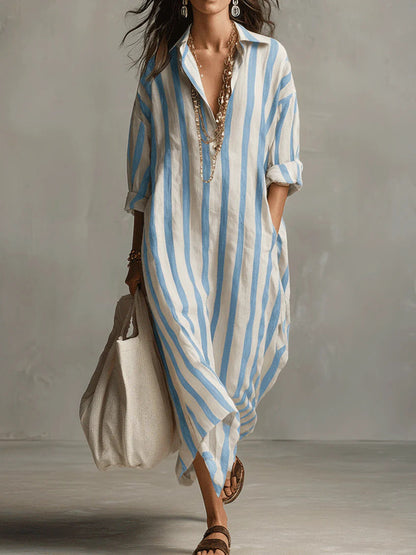 Aldis Striped Linen Maxi Dress