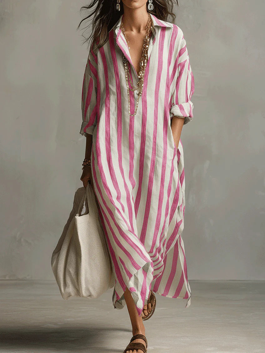 Aldis Striped Linen Maxi Dress