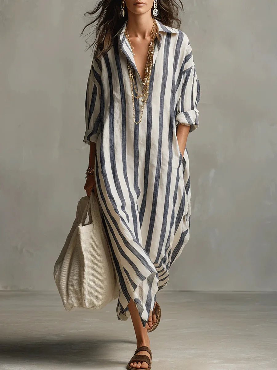 Aldis Striped Linen Maxi Dress