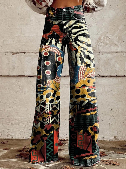 Zara Retro Print Wide Leg Trousers