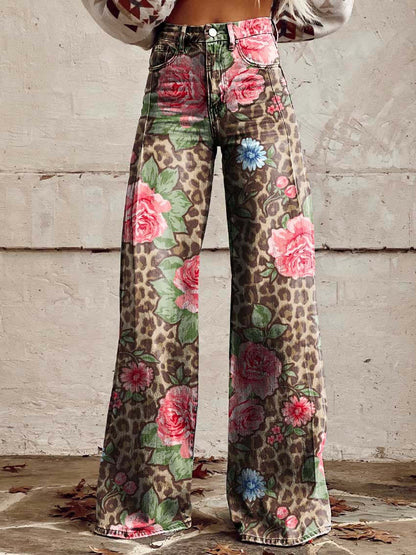 Zara Retro Print Wide Leg Trousers