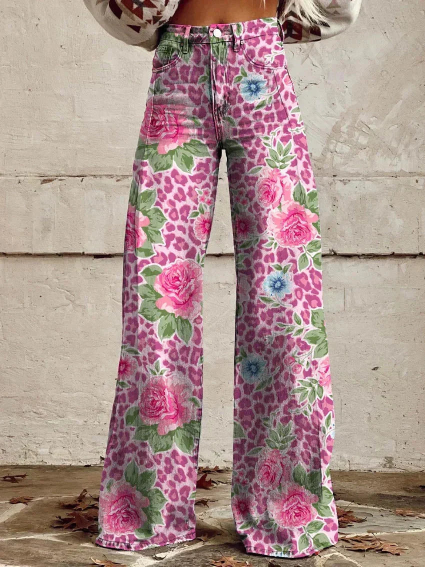 Zara Retro Print Wide Leg Trousers