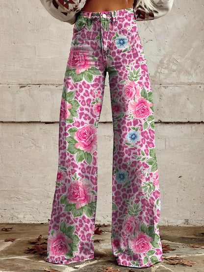 Zara Retro Print Wide Leg Trousers