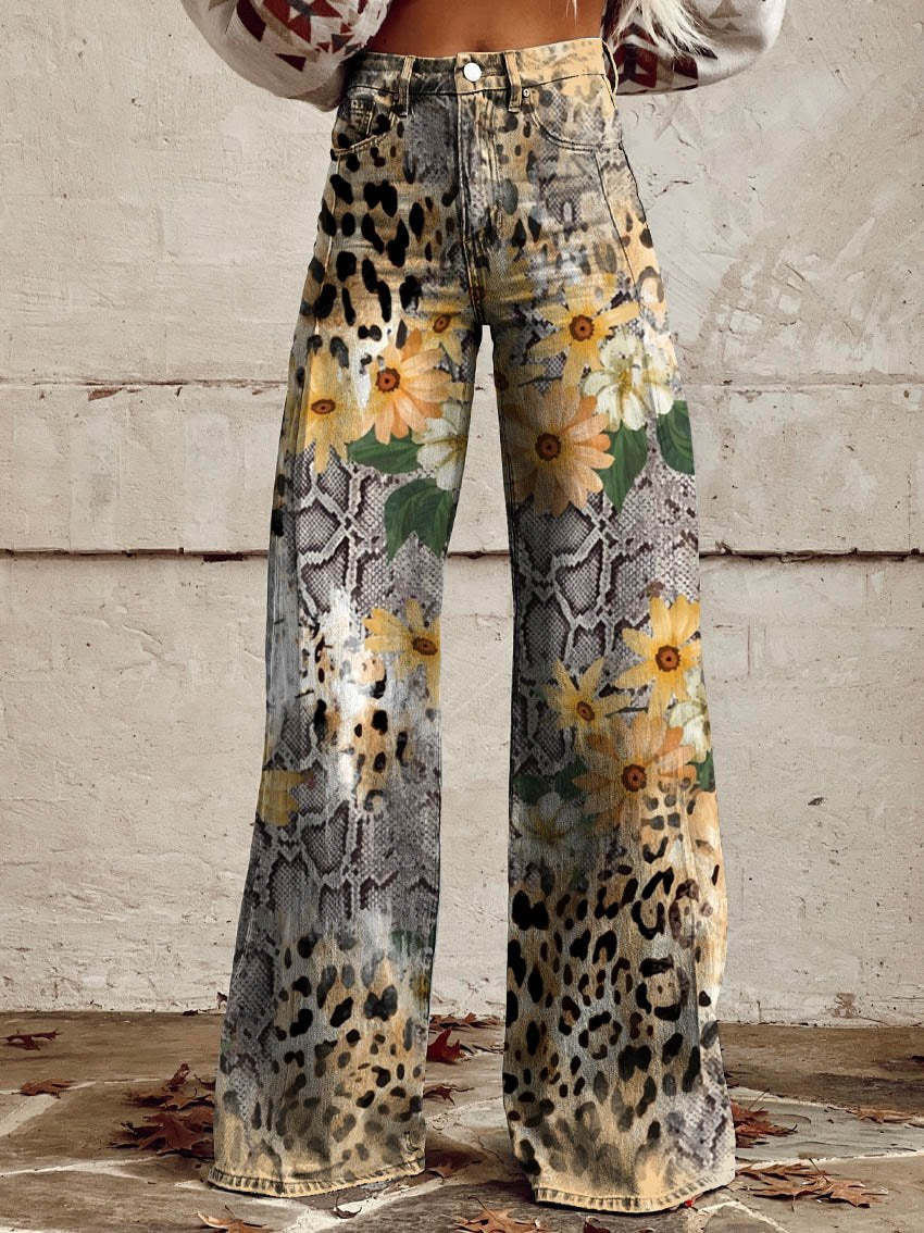 Zara Retro Print Wide Leg Trousers