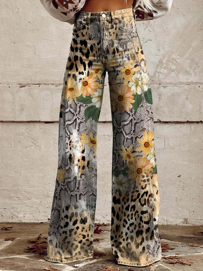 Zara Retro Print Wide Leg Trousers