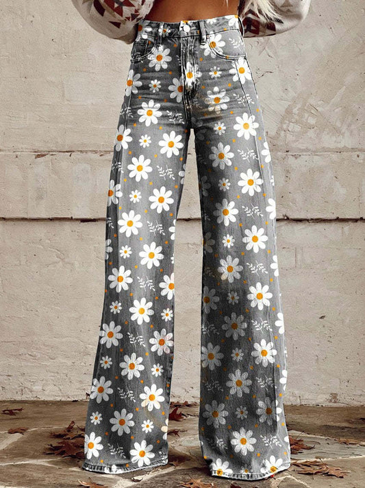 Zara Retro Print Wide Leg Trousers