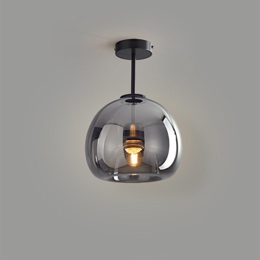 Vintage Bubble Glass Ceiling Light | Retro Amber Glass Pendant In Two Heights and Two Finishes