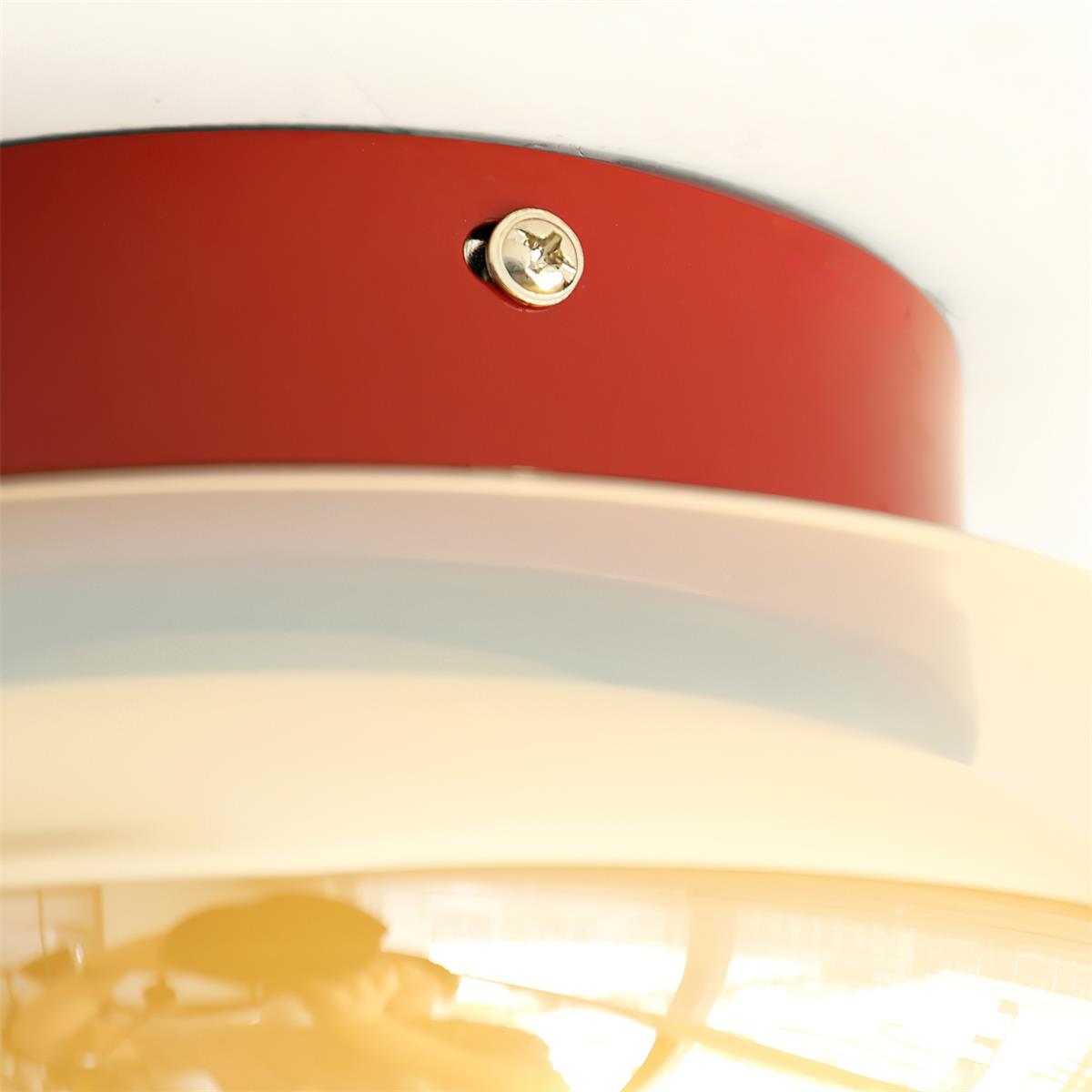 Verdane Retro Glass Flush Mount Ceiling Light | LED Indoor Lamp In Red Cognac or Smoke Grey Glass