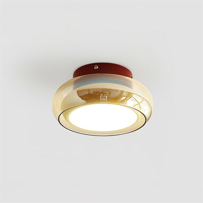 Verdane Retro Glass Flush Mount Ceiling Light | LED Indoor Lamp In Red Cognac or Smoke Grey Glass