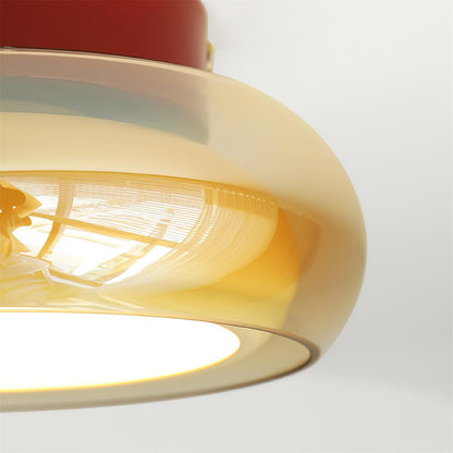 Verdane Retro Glass Flush Mount Ceiling Light | LED Indoor Lamp In Red Cognac or Smoke Grey Glass