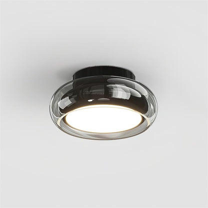 Verdane Retro Glass Flush Mount Ceiling Light | LED Indoor Lamp In Red Cognac or Smoke Grey Glass