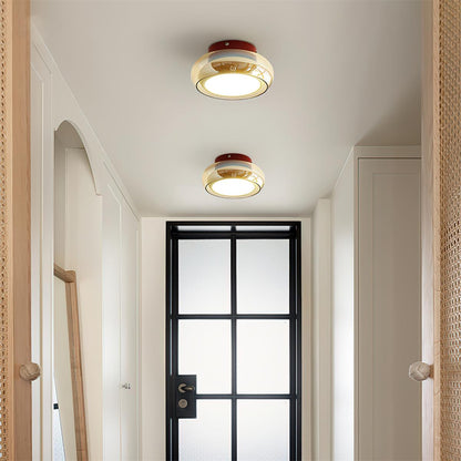 Verdane Retro Glass Flush Mount Ceiling Light | LED Indoor Lamp In Red Cognac or Smoke Grey Glass
