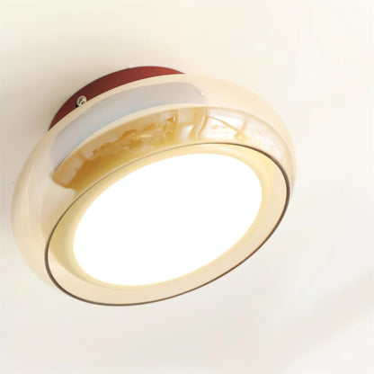 Verdane Retro Glass Flush Mount Ceiling Light | LED Indoor Lamp In Red Cognac or Smoke Grey Glass