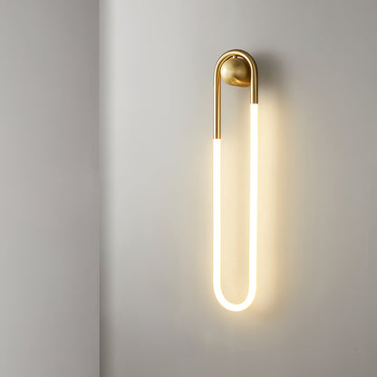 Modern LED Wall Light | Brass and Black Minimalist Looped Wall Lamp In Two Full Loop Lengths