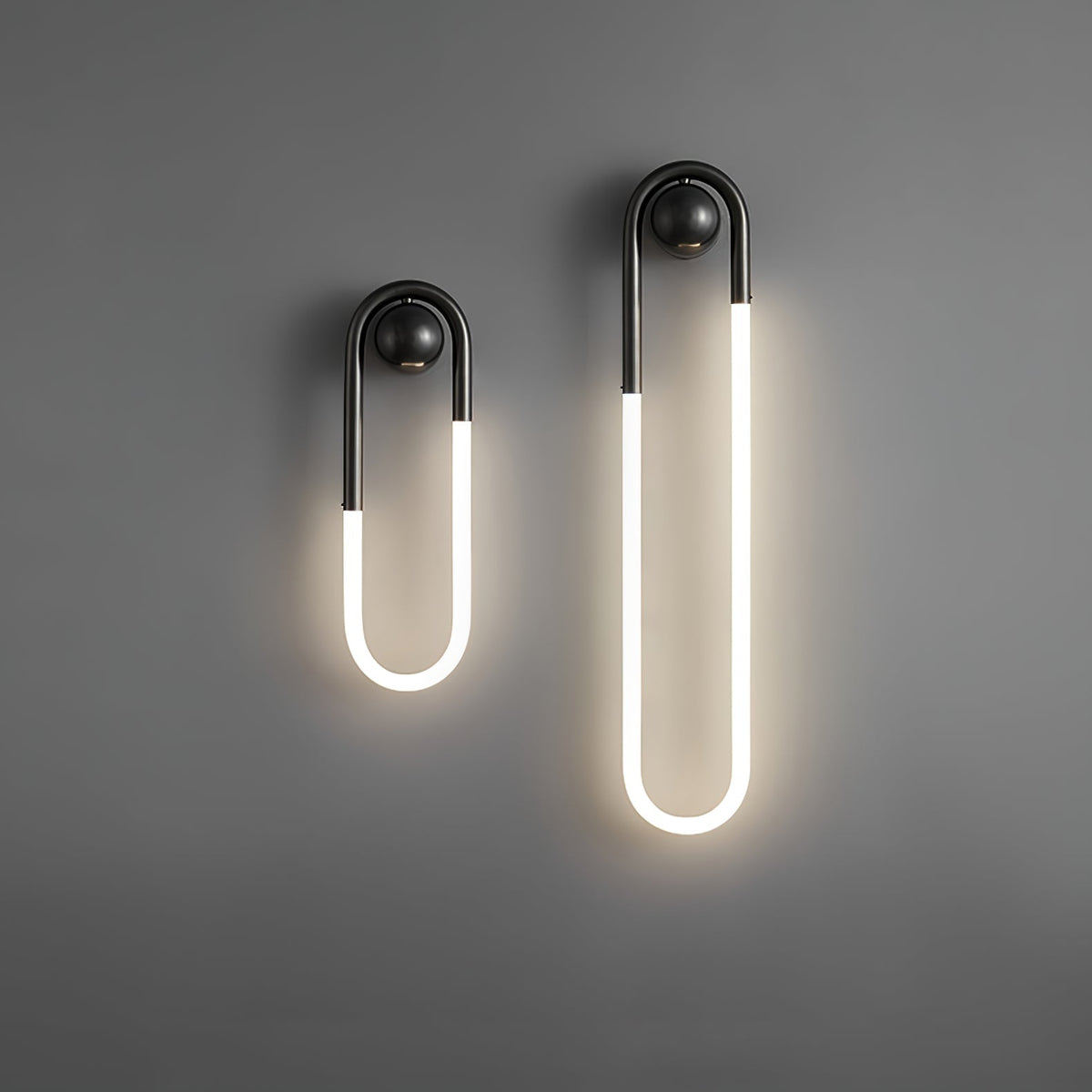 Modern LED Wall Light | Brass and Black Minimalist Looped Wall Lamp In Two Full Loop Lengths