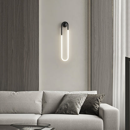 Modern LED Wall Light | Brass and Black Minimalist Looped Wall Lamp In Two Full Loop Lengths