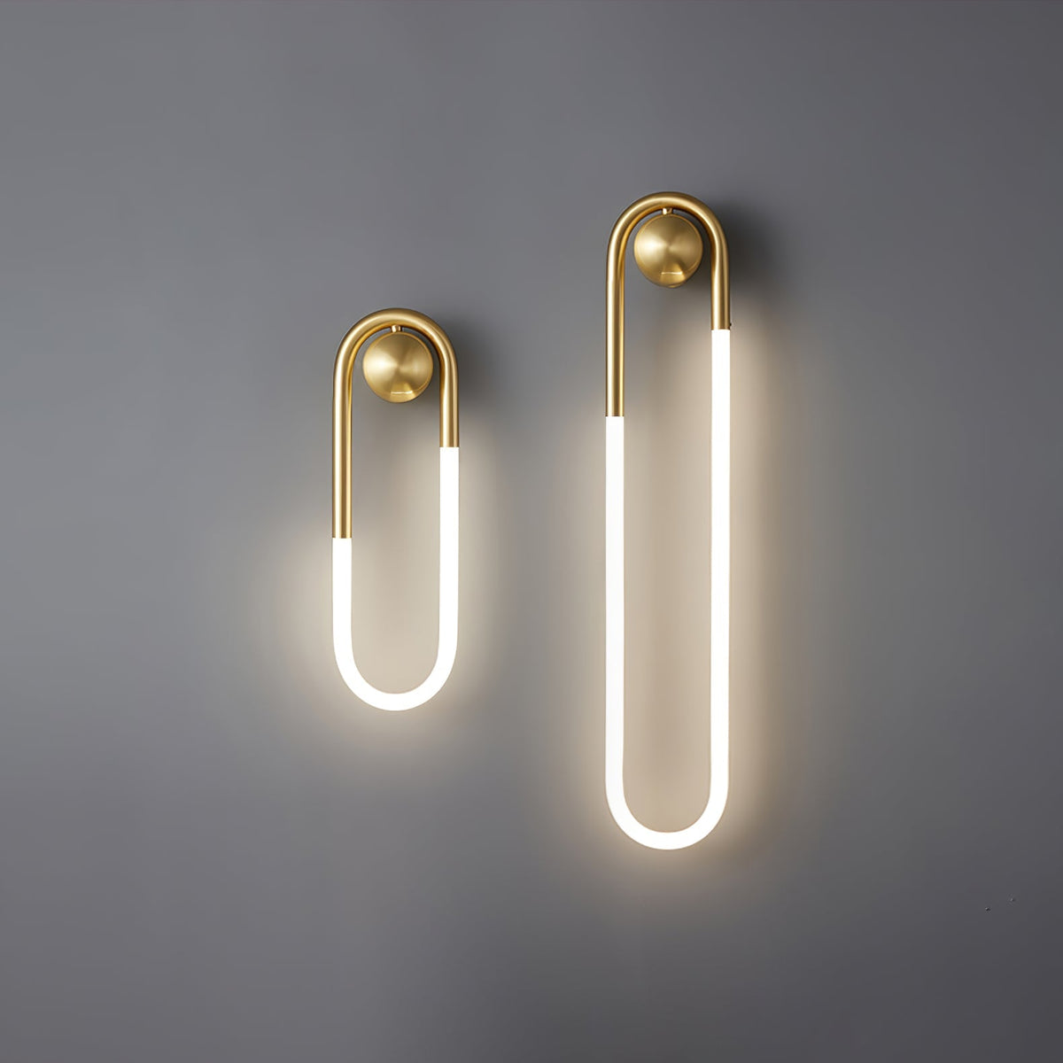 Modern LED Wall Light | Brass and Black Minimalist Looped Wall Lamp In Two Full Loop Lengths