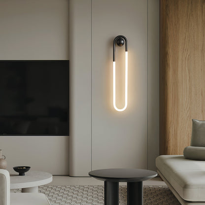 Modern LED Wall Light | Brass and Black Minimalist Looped Wall Lamp In Two Full Loop Lengths