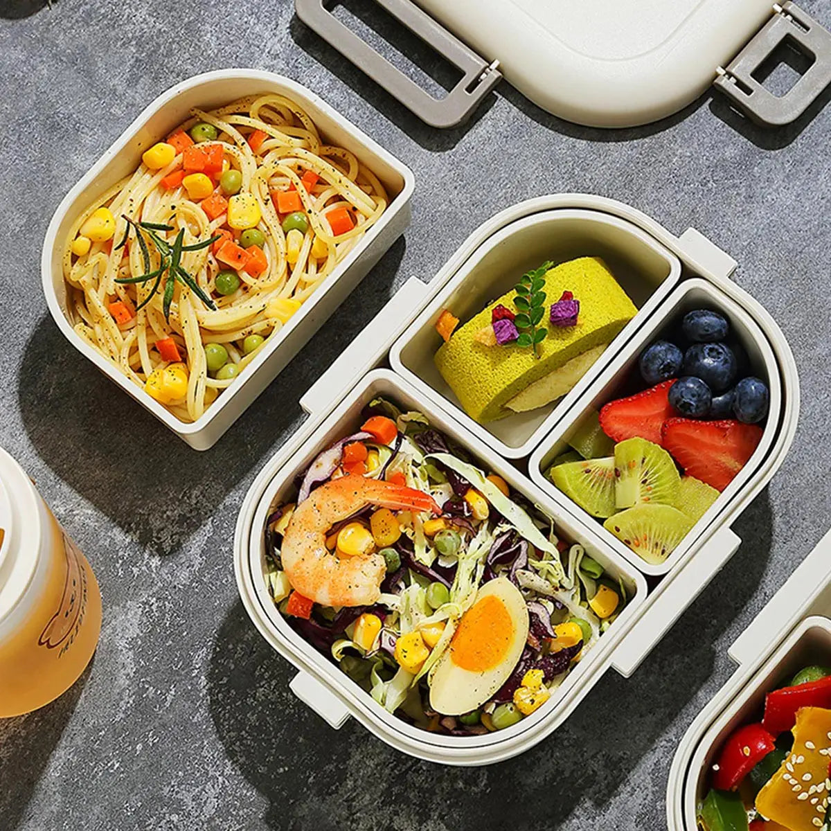 Crispcase Portable Bento Lunch Box | Leak Proof 3 Compartment Food Container For Work Lunches
