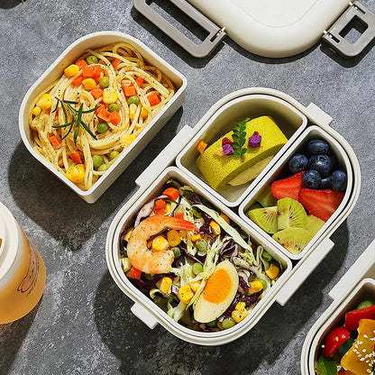 Crispcase Portable Bento Lunch Box | Leak Proof 3 Compartment Food Container For Work Lunches
