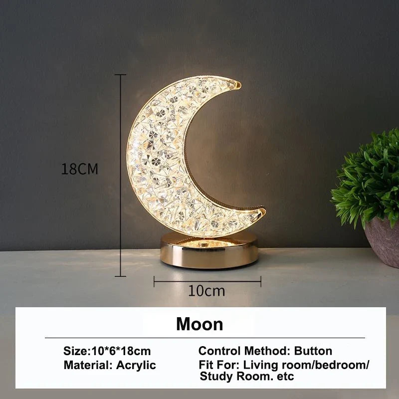 Astrelle 3D Crystal LED Night Light | Rechargeable Touch Dimming Lamp For Bedsides and Shelves