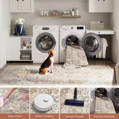 Heritage Medallion Rug | Foldable Non Slip Oriental Style Carpet In Four Sizes and Colours