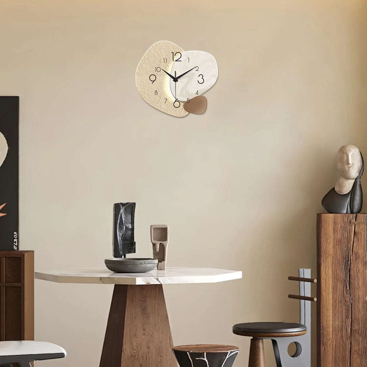 Slatehour Modern Wall Clock | Silent Quartz Stone Effect Clock For Offices, Halls and Studies