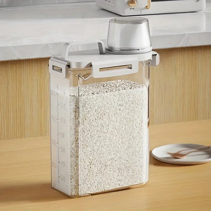 Airtight Grain Storage Container | 2.5L Rice and Cereal Dispenser With A Built In Measuring Cup