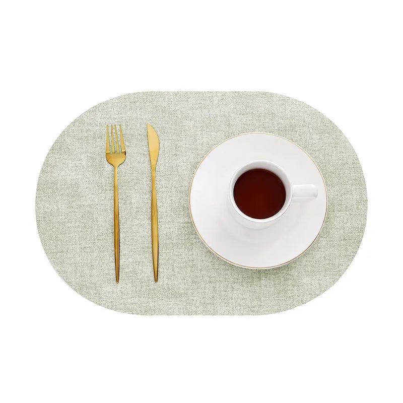 Slatelay Oval Faux Leather Placemats | Heat Resistant and Non Slip Table Mats For Dining Tables