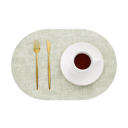 Slatelay Oval Faux Leather Placemats | Heat Resistant and Non Slip Table Mats For Dining Tables