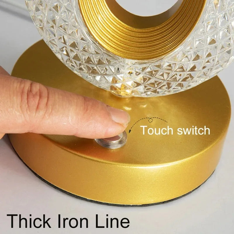 Astrelle 3D Crystal LED Night Light | Rechargeable Touch Dimming Lamp For Bedsides and Shelves