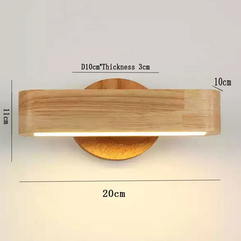 Rotating Wall Lamp | Japanese Solid Wood and Aluminium Adjustable Sconce For Bedside Walls