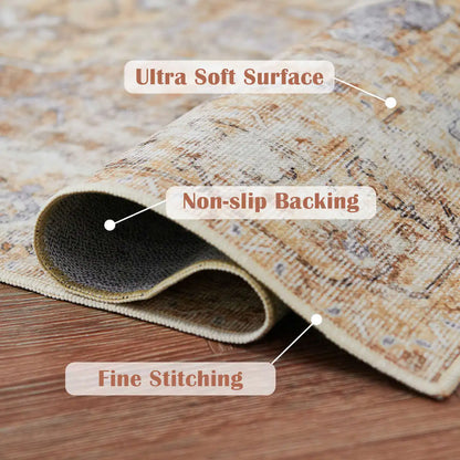 Heritage Medallion Rug | Foldable Non Slip Oriental Style Carpet In Four Sizes and Colours