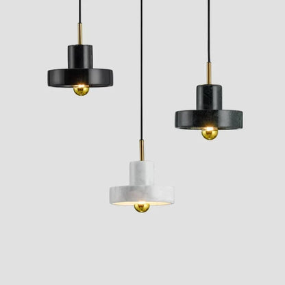 Marble Pendant Lamp | Natural Stone Postmodern Design In Black, Dark Green or White Marble