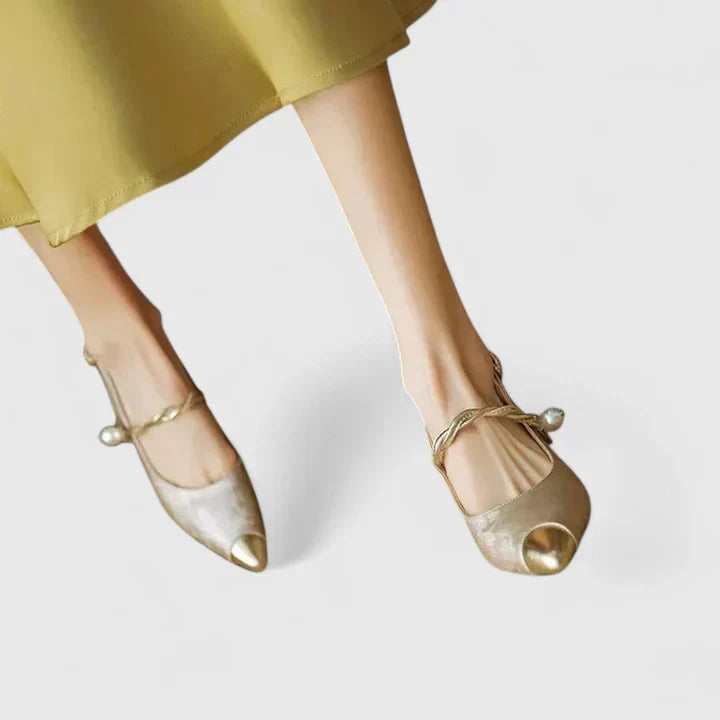 Seraphyane Pearl Strap Block Heel Pumps