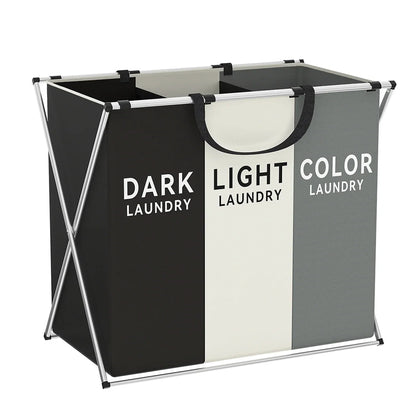 Sortbay Multi Section Laundry Hamper | Foldable Clothes Basket With Sorting Compartments For Whites