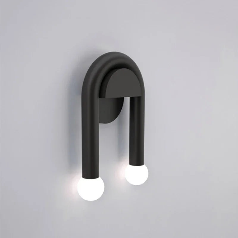 Arkella Modern Wall Light | Minimalist Nordic Arched Iron and Frosted Glass LED Sconce Design