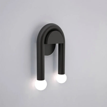 Arkella Modern Wall Light | Minimalist Nordic Arched Iron and Frosted Glass LED Sconce Design