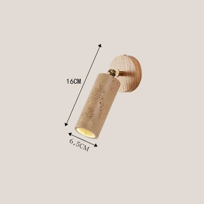 Terravane Wall Lamp | Wabi Sabi Travertine and Wood Light For Quiet, Muted Natural Interiors