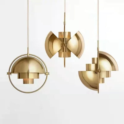 Modern Nordic Pendant Light | Sculptural Layered Metal Suspension Lamp In Three Metal Finishes
