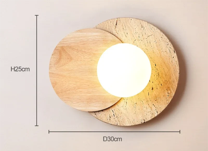 Wabi Sabi Stone Wall Lamp | Modern Natural Texture Design In Walnut or Natural Wood Timber